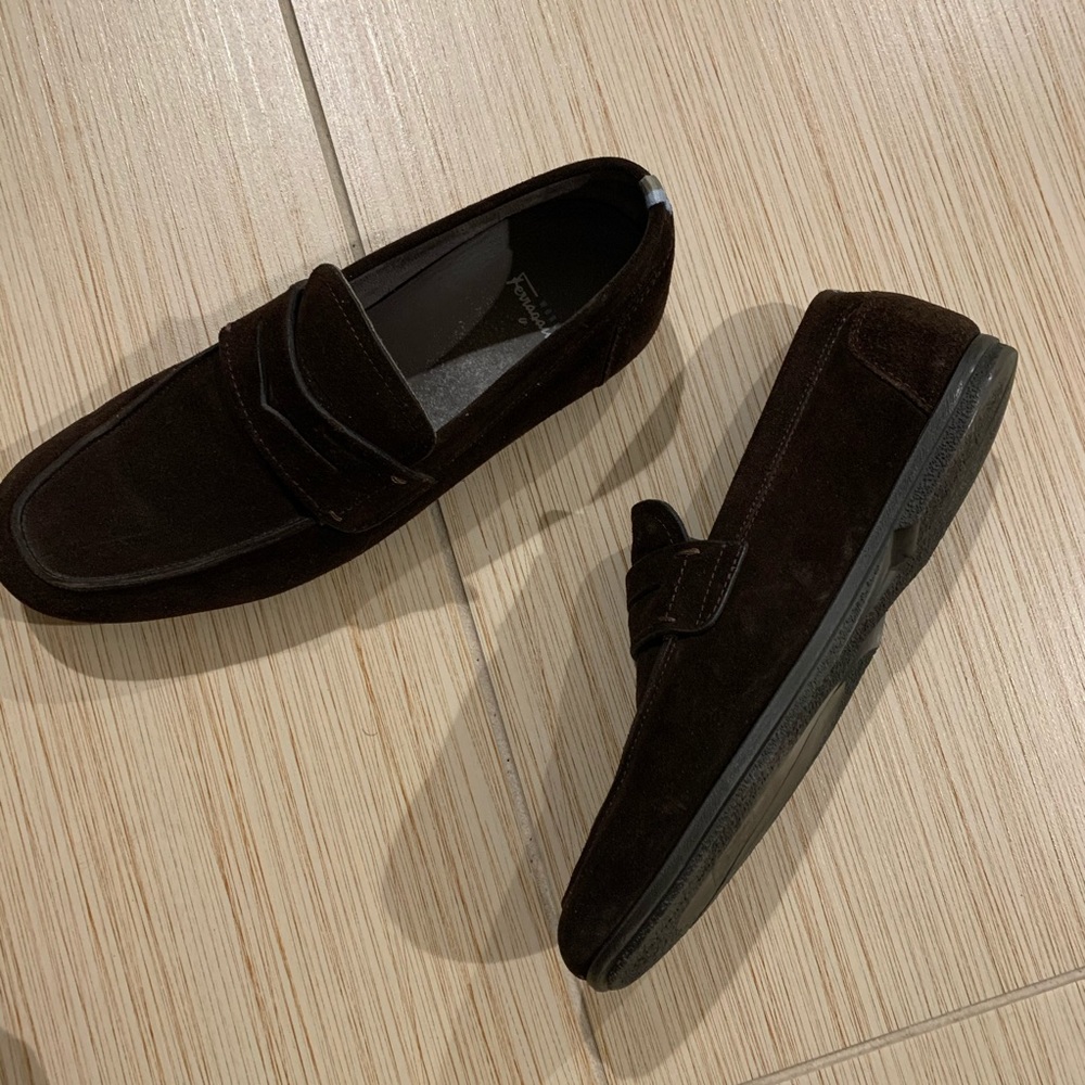 Ferragamo Brown Suede Leather Loafers - Picture 5 of 8
